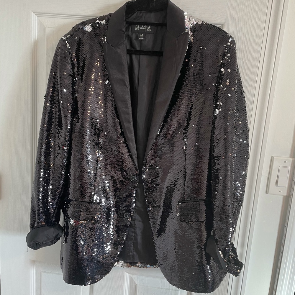 INC Reversible Sequin Slim Fit Blazer